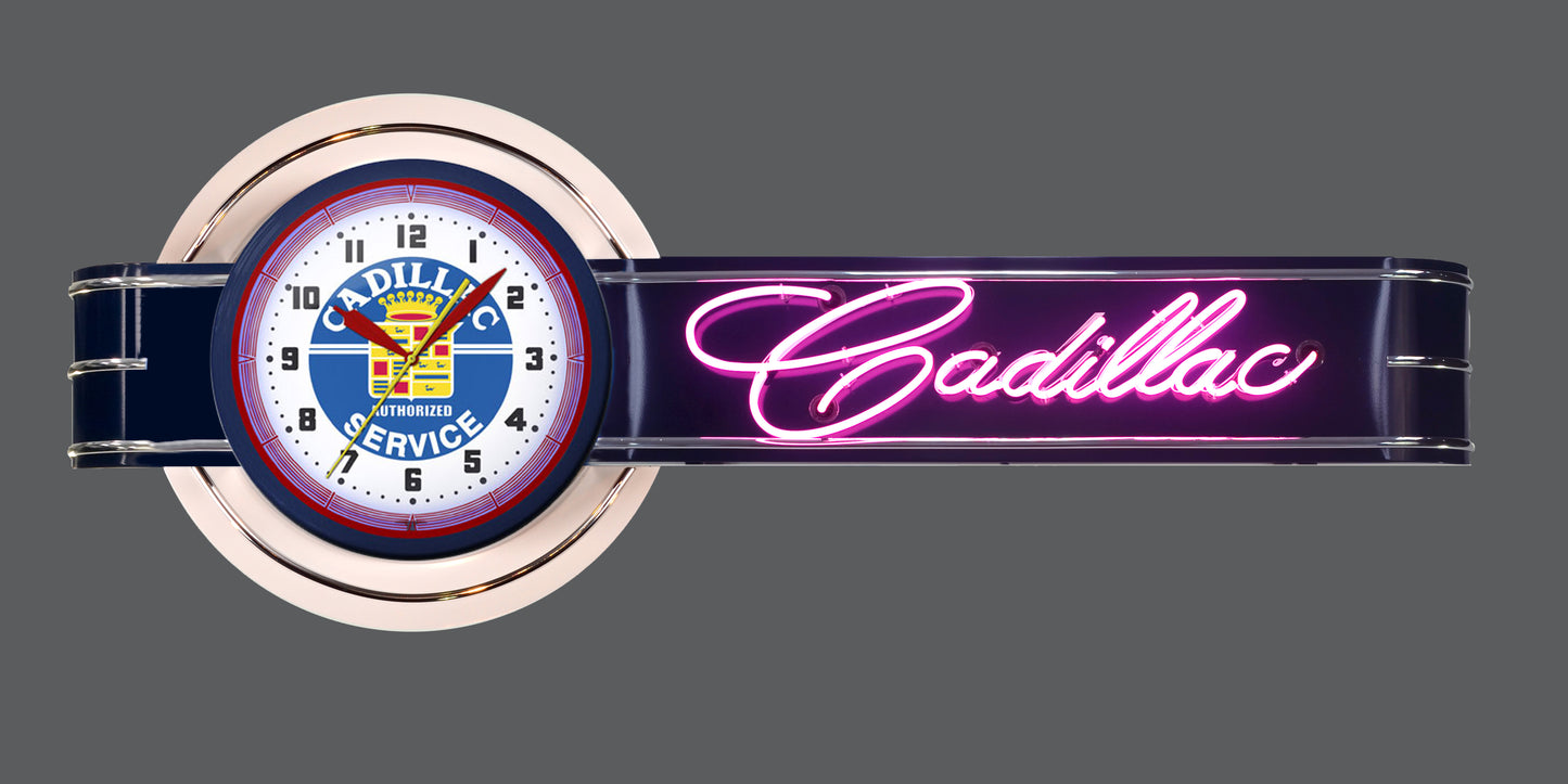 CADILLAC Offset Neon Clock Sign