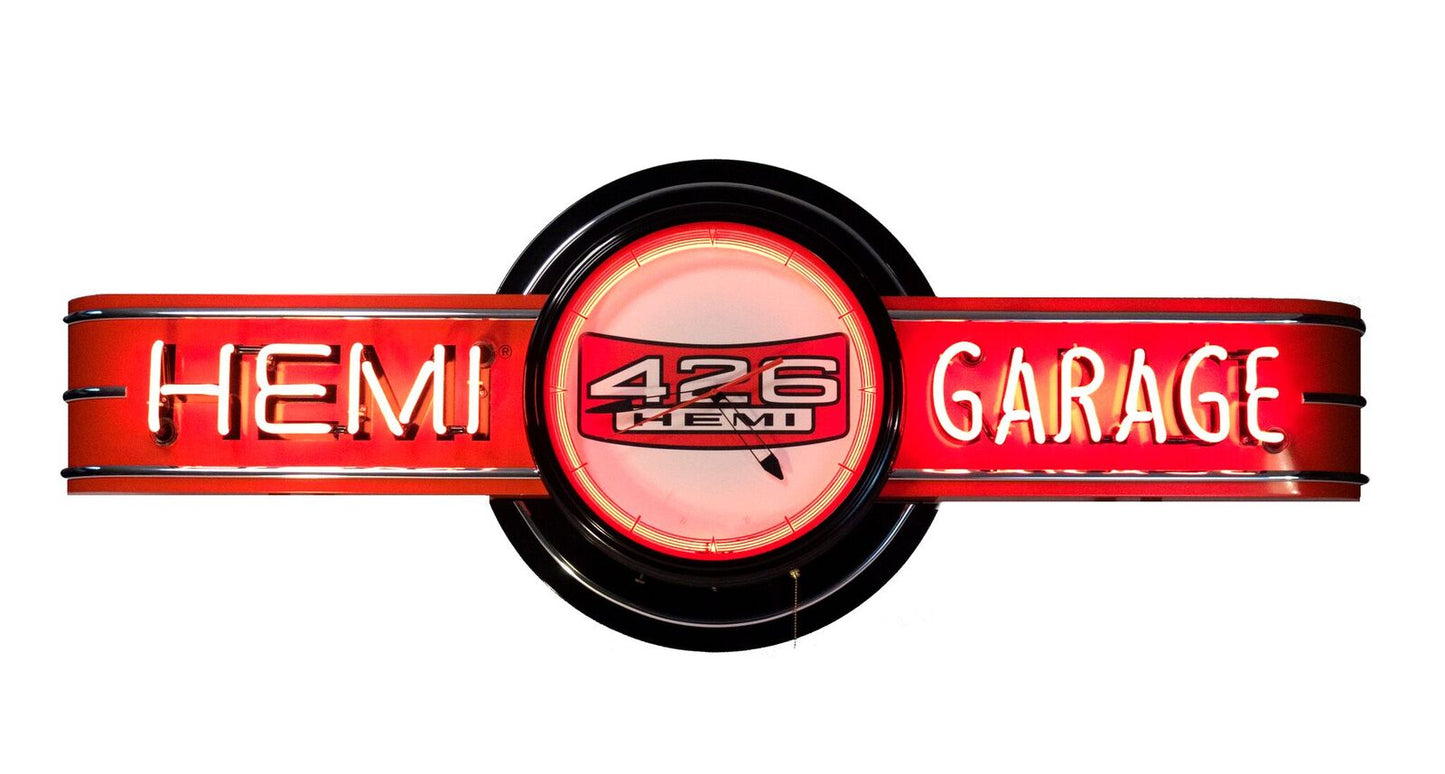 YOUR NAME GARAGE- CUSTOM Hemi Neon Clock Sign