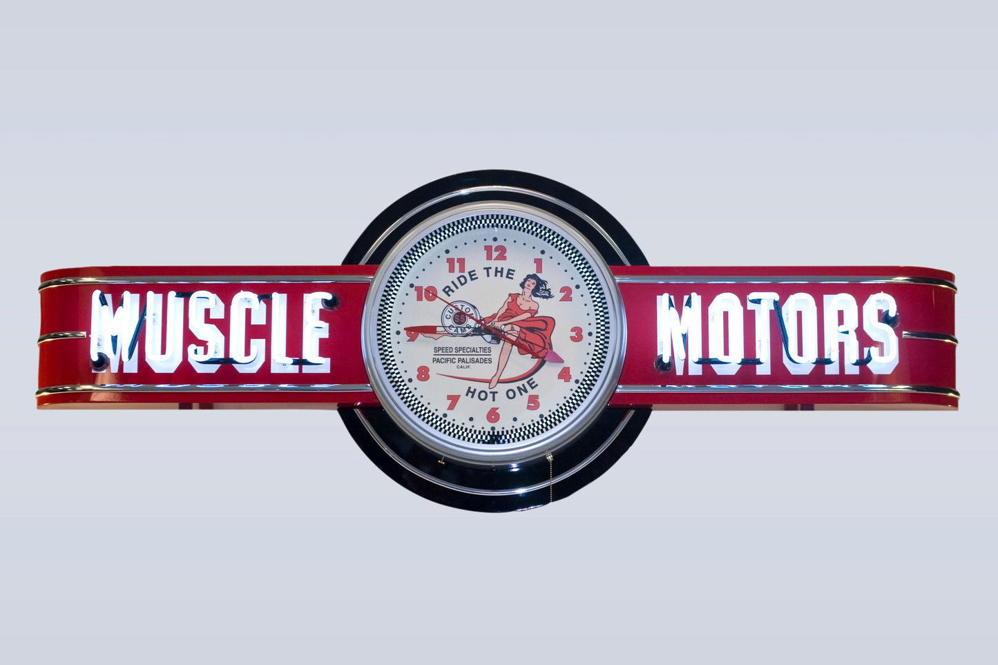 MUSCLE MOTORS Cam Girl Neon Clock Sign