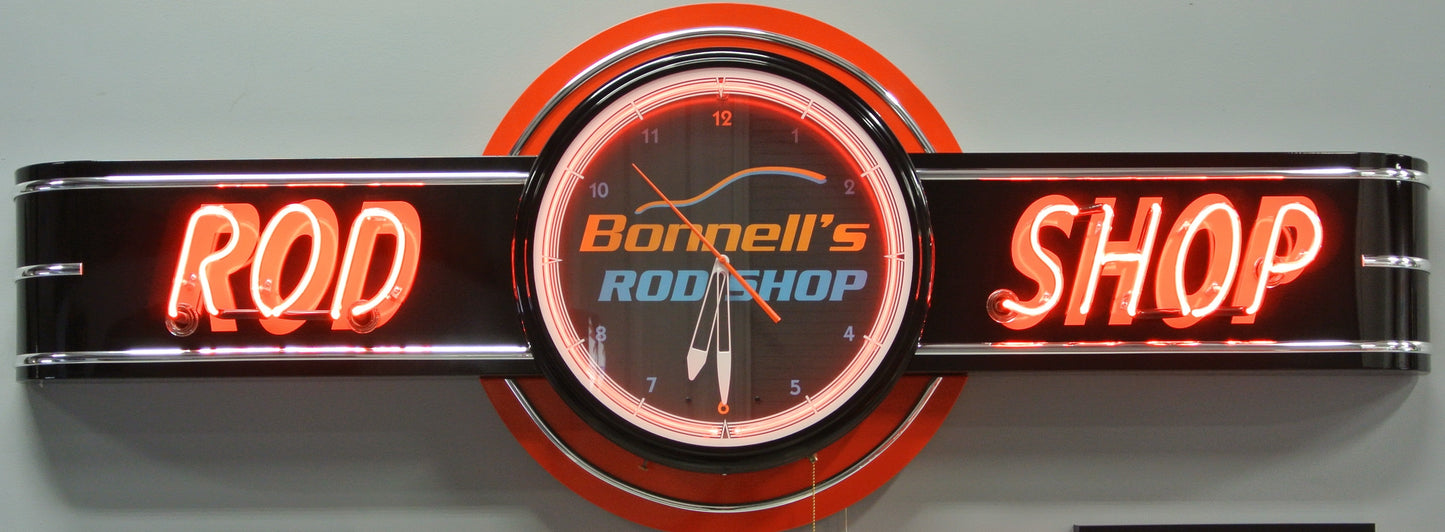 ROD SHOP Neon Clock Sign