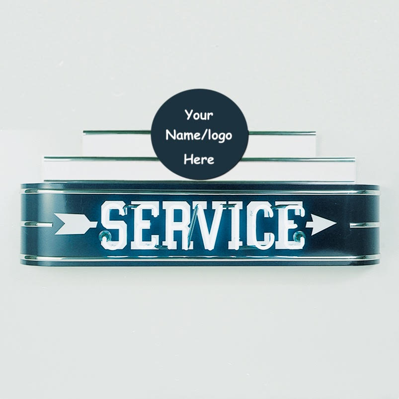 SERVICE Custom Neon Sign -Black with white neon