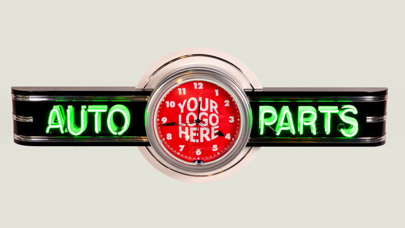 AUTO PARTS Neon Clock Sign — Demo model