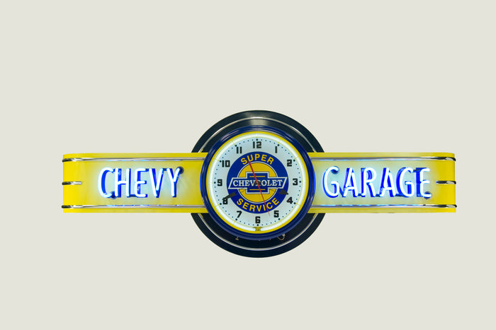 CHEVY GARAGE Neon Clock Sign