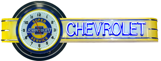 CHEVROLET Offset Neon Clock Sign