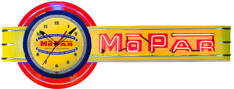 MOPAR Offset Neon Clock Sign - Yellow — Overstock