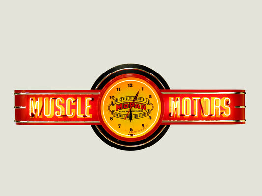 MUSCLE MOTORS Mopar Neon Clock Sign - Red