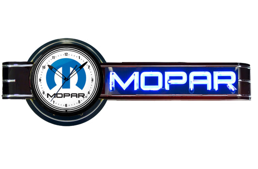 MOPAR Offset Neon Clock Sign - Black
