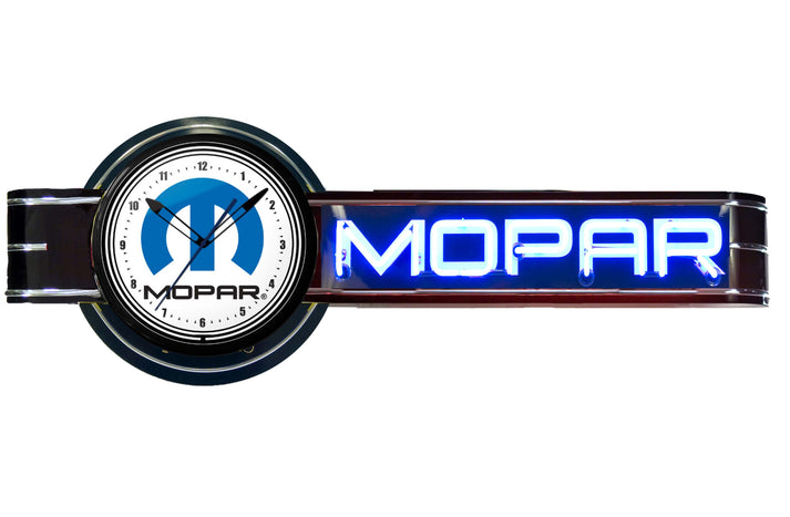 MOPAR Offset Neon Clock Sign - Black – OLDNEONS.COM