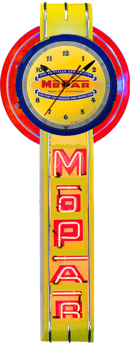 MOPAR Vertical Neon Clock Sign-  Yellow