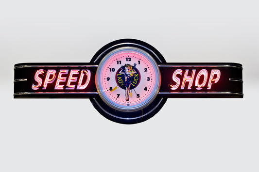 SPEED SHOP Lady Luck Neon Clock Sign