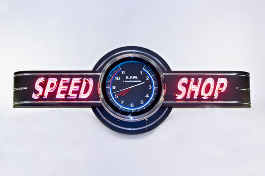 SPEED SHOP Tachometer Neon Clock Sign