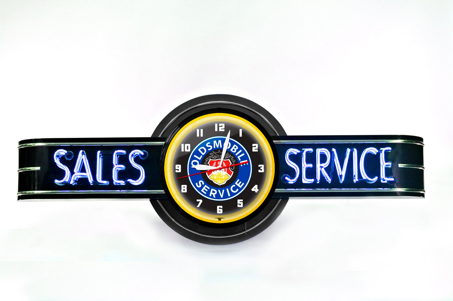 Oldsmobile SALES SERVICE  Neon Clock Sign