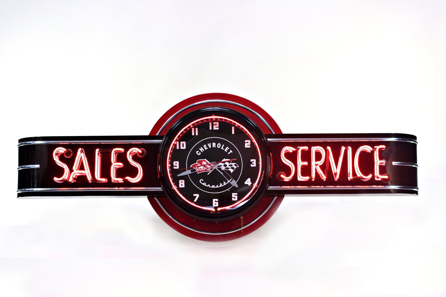 Corvette SALES SERVICE Neon Clock Sign