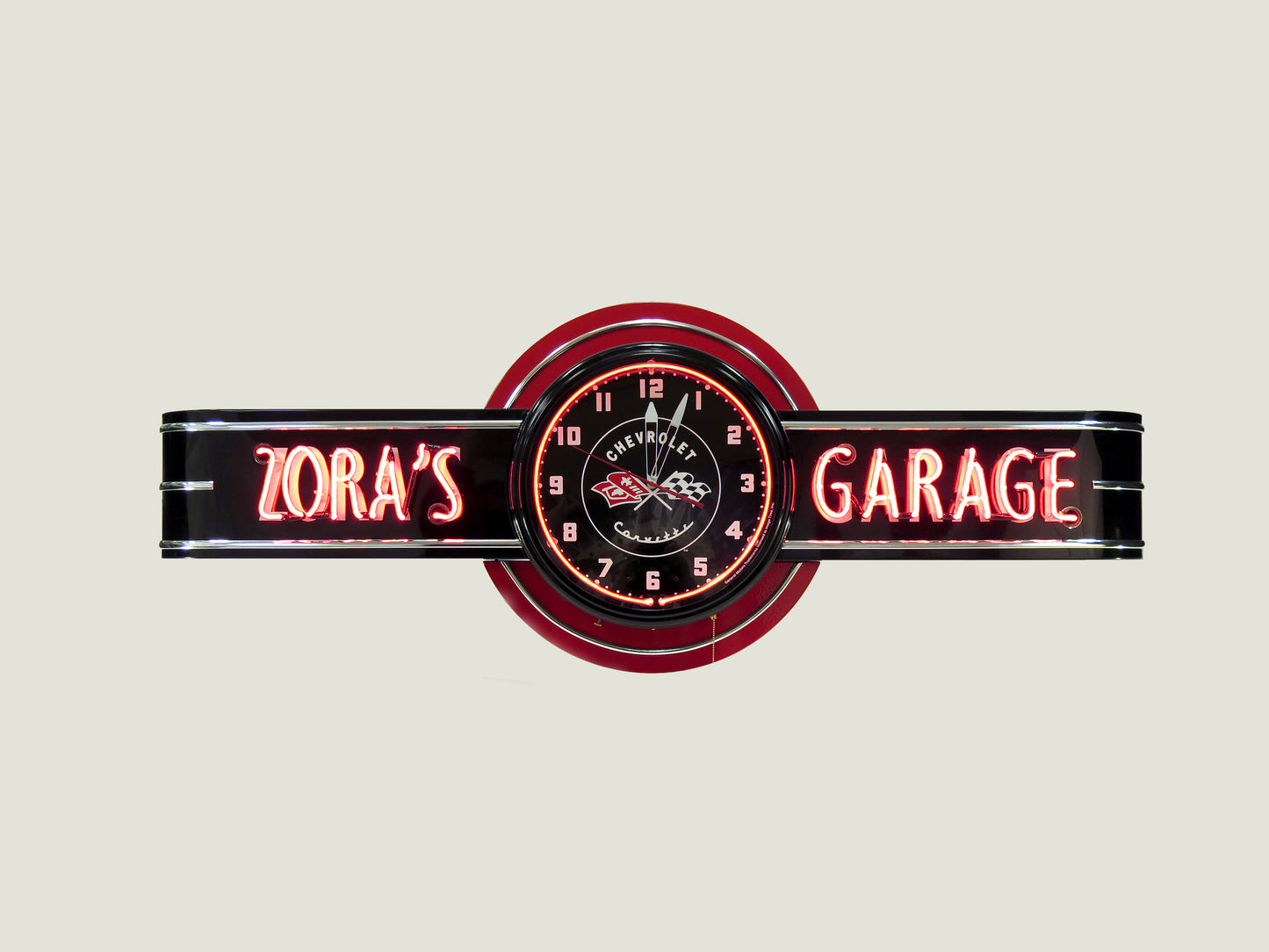 ZORA'S GARAGE Corvette Neon Clock Sign