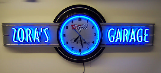 YOUR NAME GARAGE- CUSTOM Corvette Stingray Neon Clock Sign