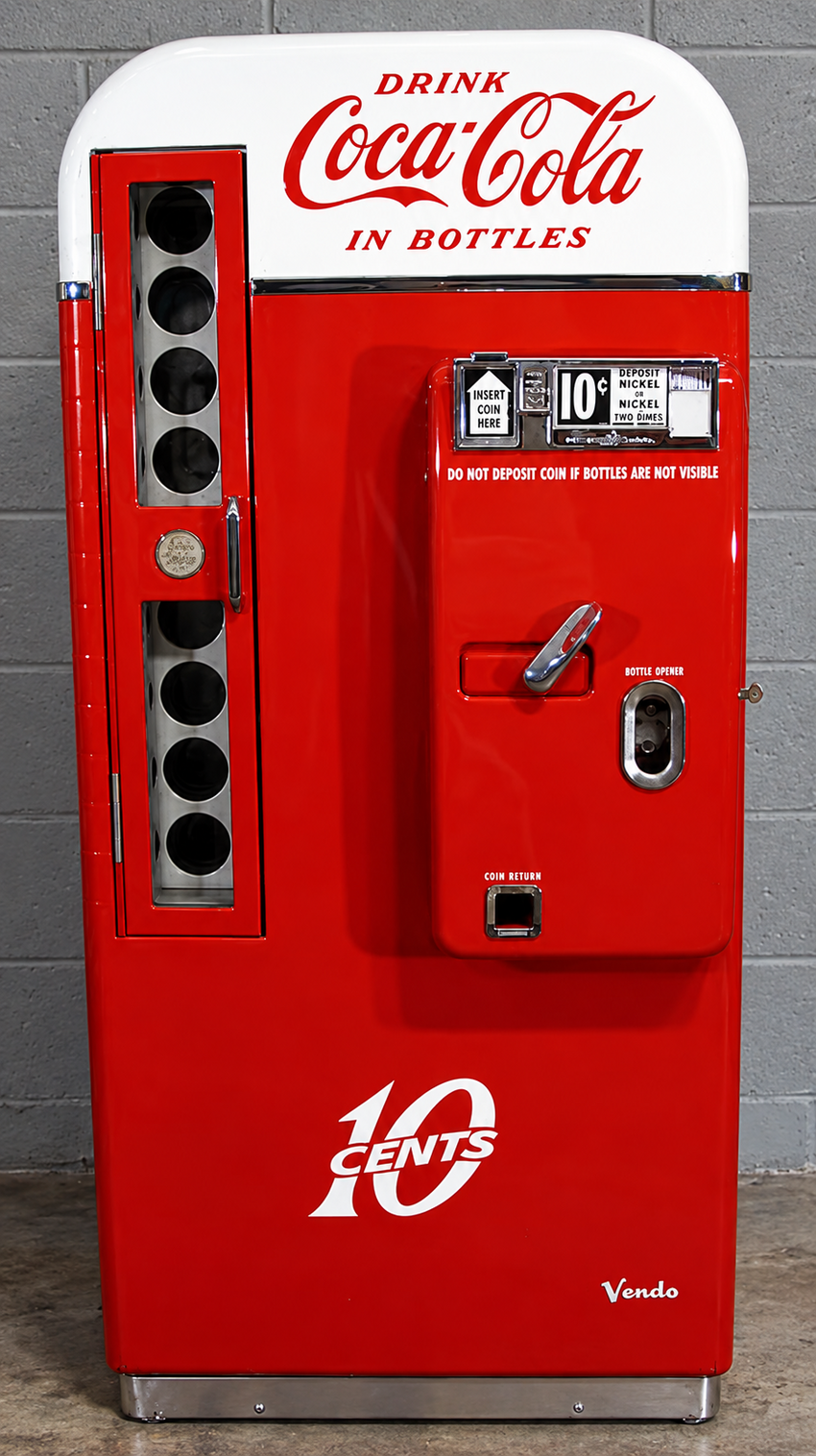 Red and white Vendo 81 Coca-Cola vending machine